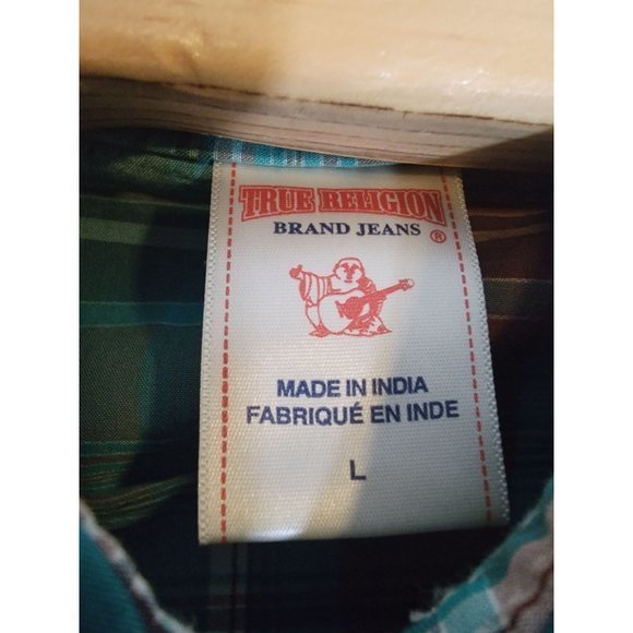 Men's True Religion Plaid Button-Down Casual Long Sleeve Shirt Size L‎ - Picture 3 of 6